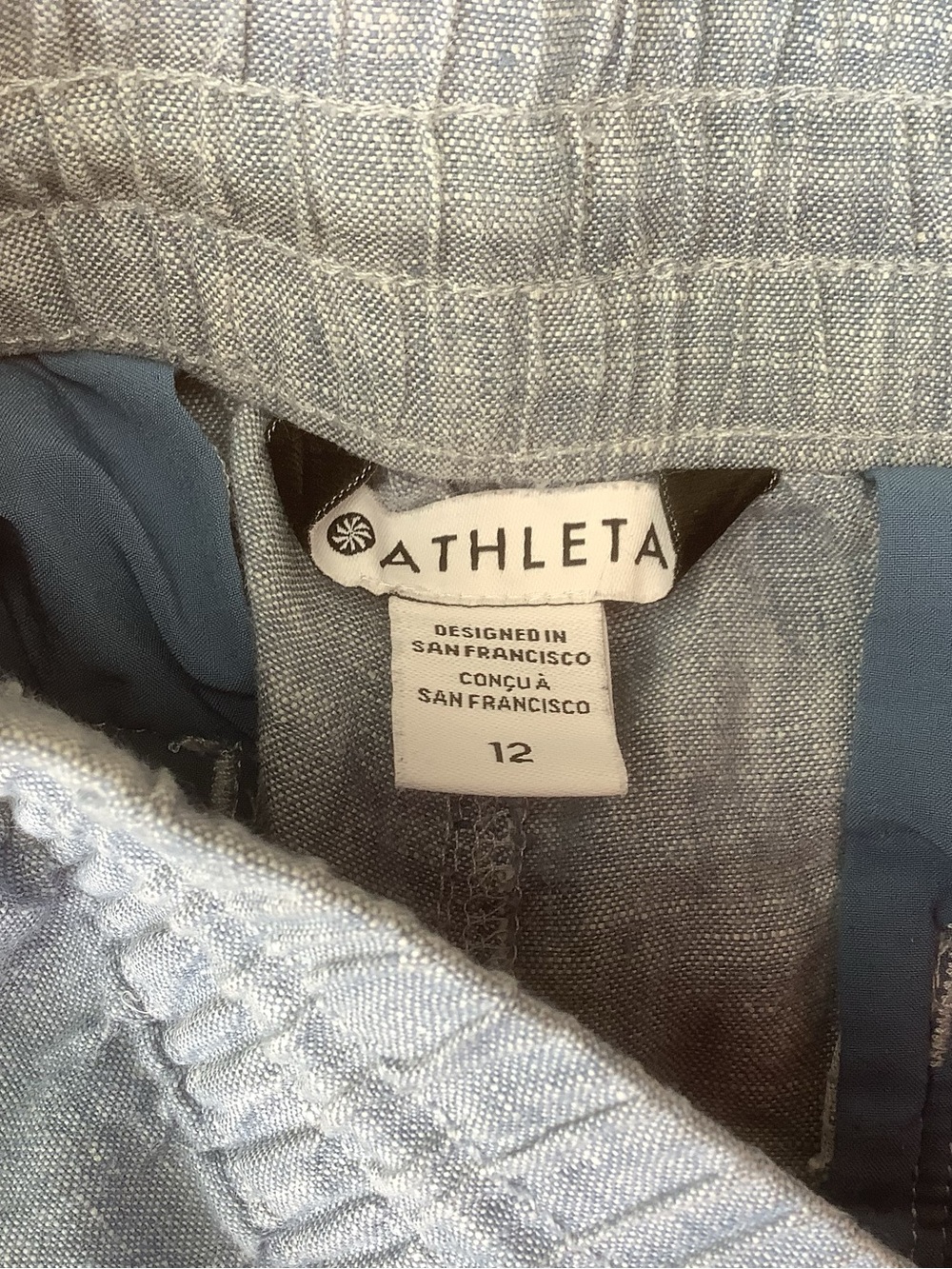 Athleta Cabo Linen Shorts Blue Slub 100% Linen Pull-On Elastic Waist Size 12 - Picture 6 of 11